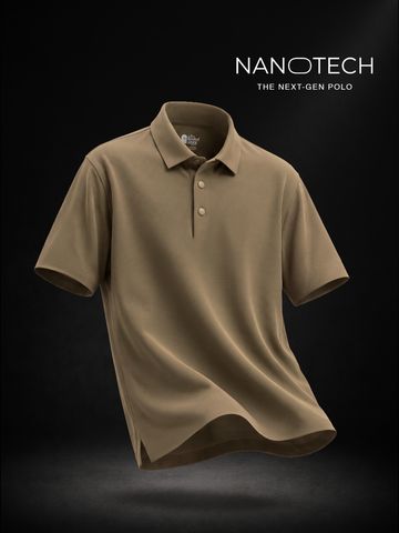 Buy Soilds: Walnut Brown Men Textured Polos Online P09
