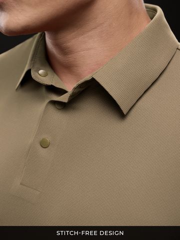 Buy Soilds: Walnut Brown Men Textured Polos Online P09