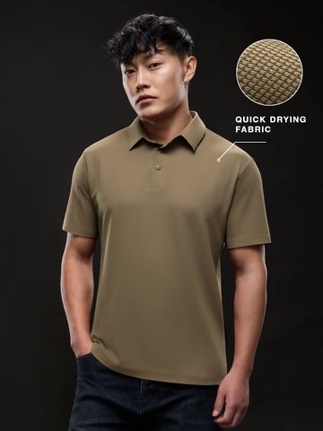 Buy Soilds: Walnut Brown Men Textured Polos Online P09