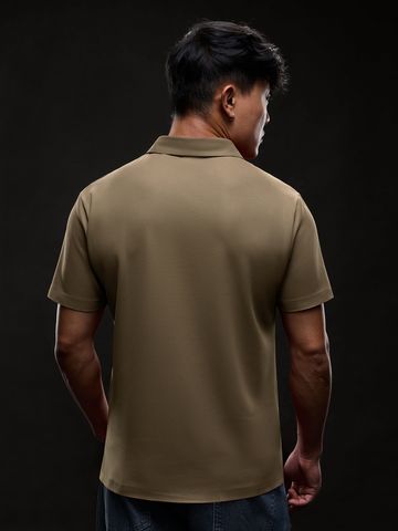 Buy Soilds: Walnut Brown Men Textured Polos Online P09