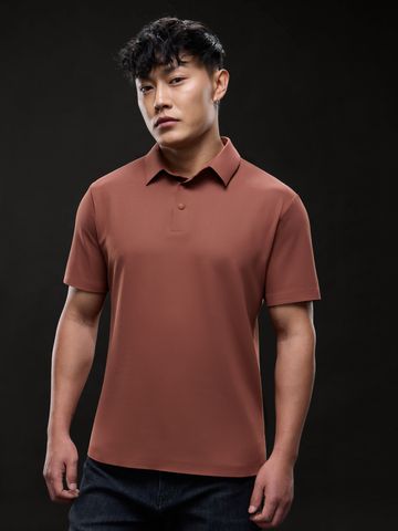 Buy Solids: Warm Mahogany Men Textured Polos Online P09