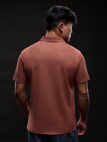 Buy Solids: Warm Mahogany Men Textured Polos Online P09