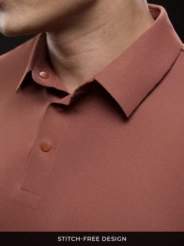 Buy Solids: Warm Mahogany Men Textured Polos Online P09
