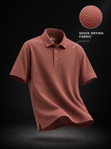 Buy Solids: Warm Mahogany Men Textured Polos Online P09