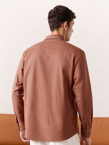 Buy Solids: Auburn Glaze Men Cotton Linen Shirts Online C76