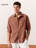 Buy Solids: Auburn Glaze Men Cotton Linen Shirts Online C76