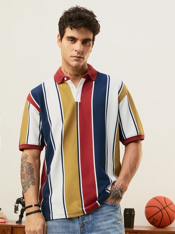 Buy Striped Polo: Caravan Men Rugby Polo Online P09