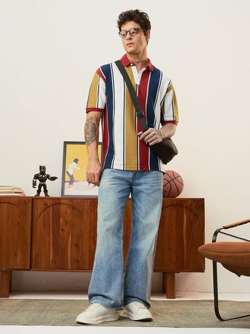 Buy Striped Polo: Caravan Men Rugby Polo Online P09