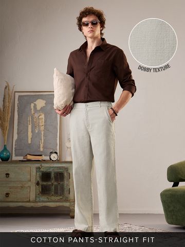 Buy Straight-Fit Pants: Stone Grey Men Pants Online F56