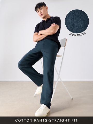 Buy Straight-Fit Pants: Dark Teal Men Pants Online F56