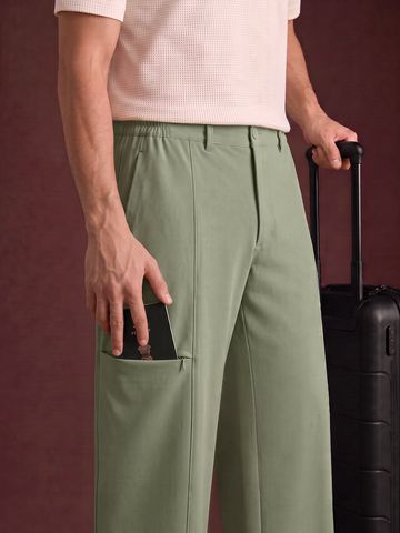 Buy Straight-Fit Pants: Sage Green Men Pants Online F56