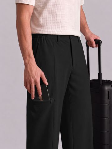 Buy Straight-Fit Pants: Ink Black Men Pants Online F56