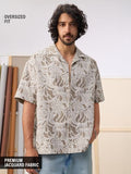 Buy Oversized Shirt: Abstract Ivory Men Oversized Shirts Online C76