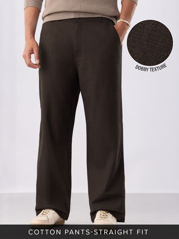 Buy Straight-Fit Pants: Choco Brown Men Pants Online F56