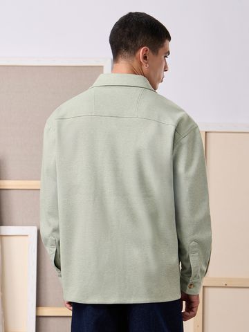 Buy Solids: Pale Blue Men Shacket Online C76