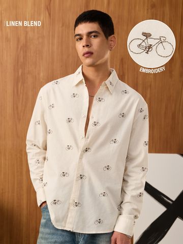Buy Cotton-Linen Shirt: Cycle Men Cotton Linen Shirt Online C76