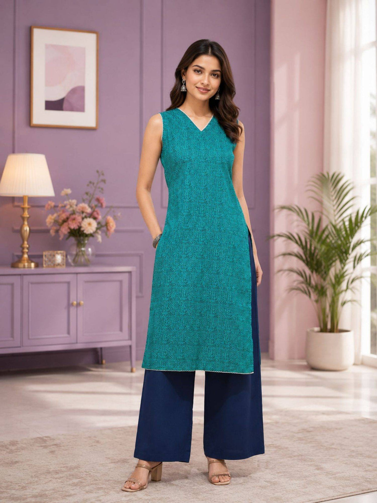 Women'S Cotton Printed Black Kurta | U3S - view 11