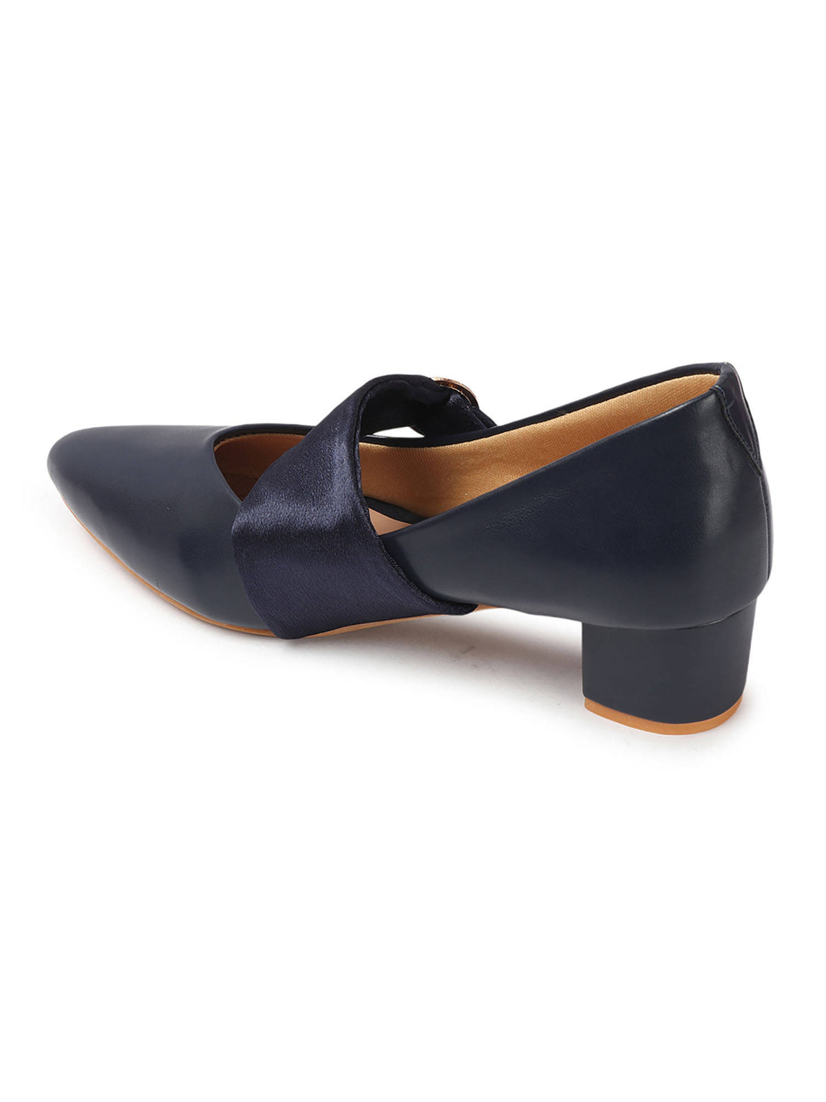 Cream Solid Closed Back Block Pumps | H78 - view 14