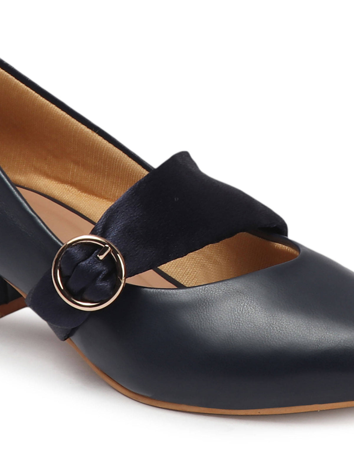 Cream Solid Closed Back Block Pumps | H78 - view 15