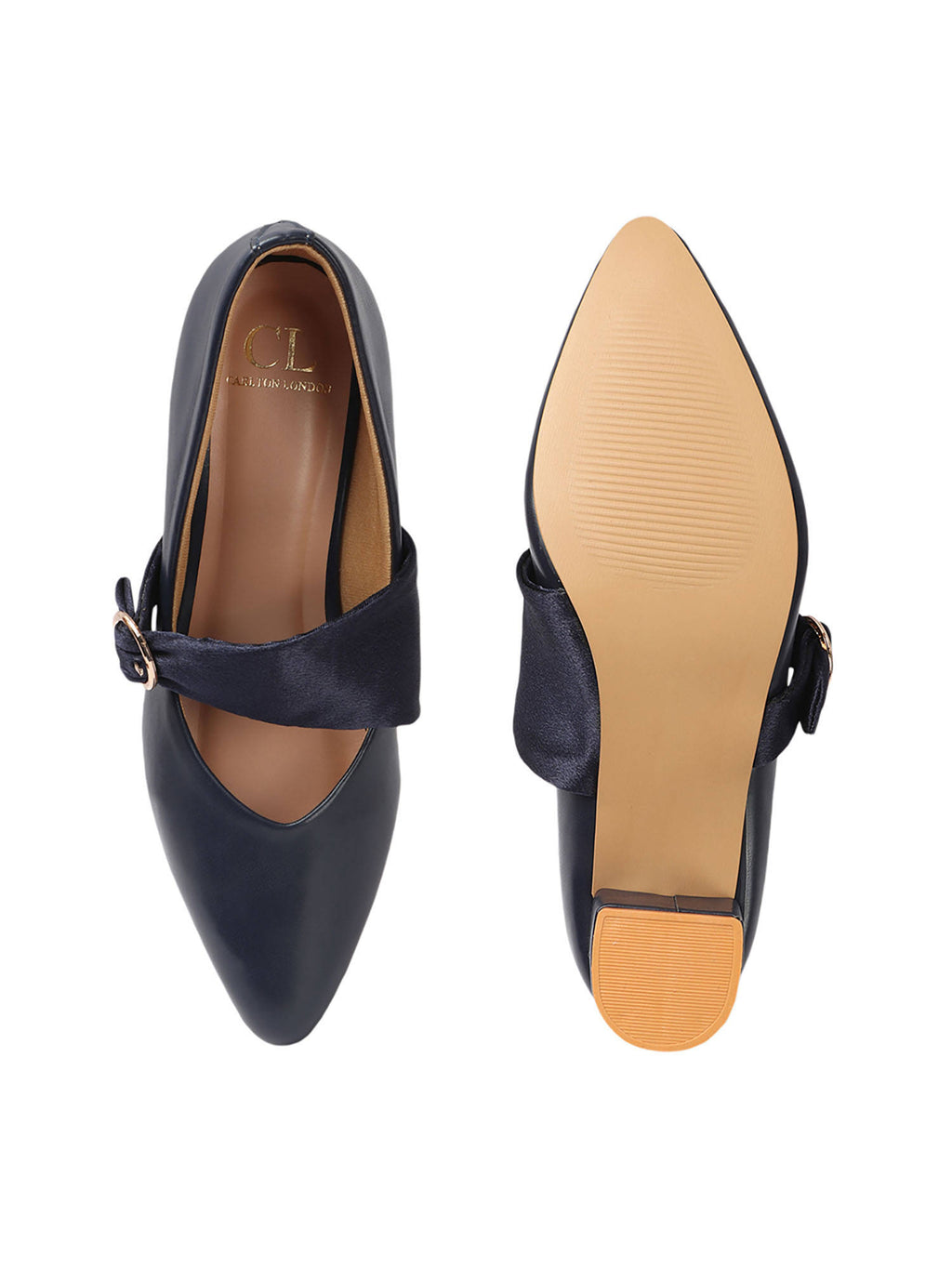 Cream Solid Closed Back Block Pumps | H78 - view 16