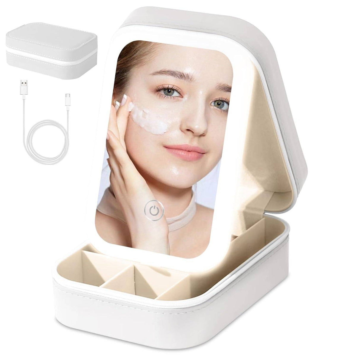 Small Travel Led Makeup Mirror Case With 3 Adjustable Color Light | C83 - view 6