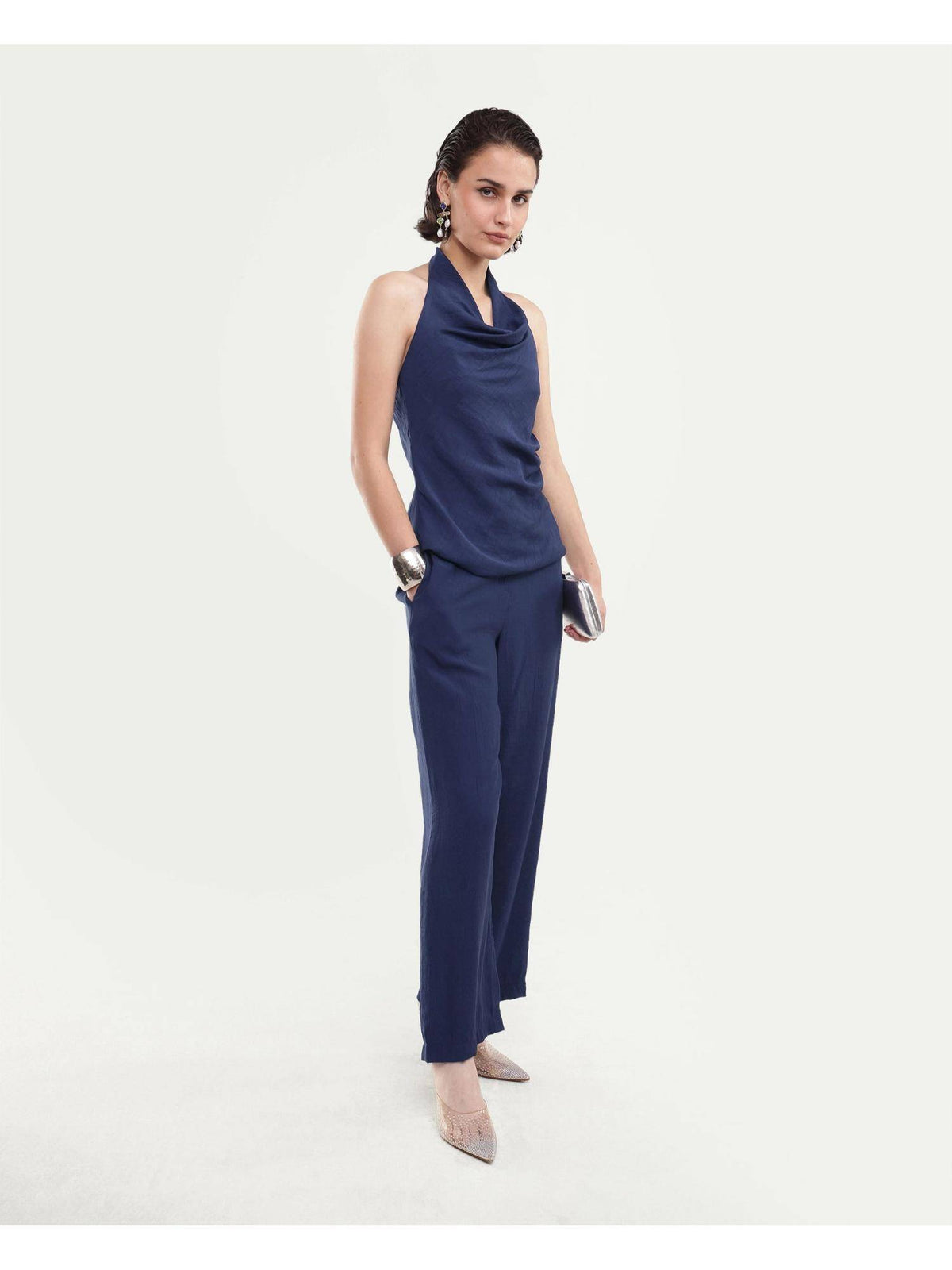 Solid Midnight Navy Women Top | HT67 - view 3