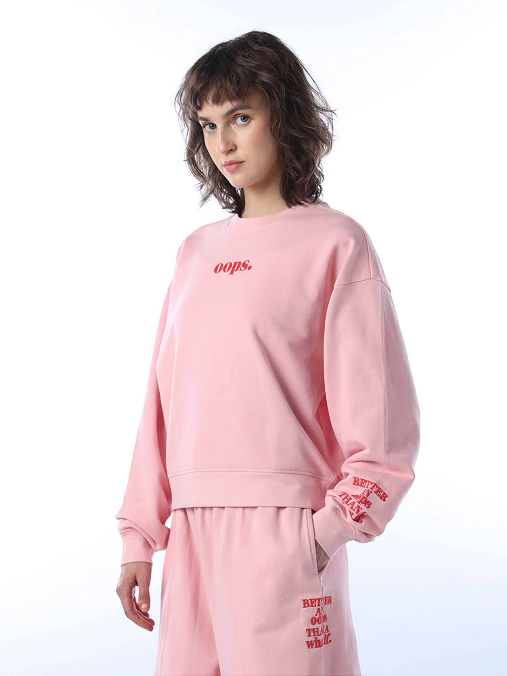 Women's Typographic Pink Sweatshirt | HD56 - view 6