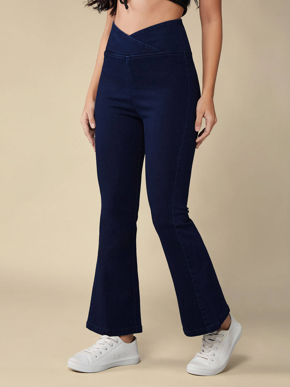 Women's Blue Regular-Length Stretchable Denim Pull Up Bootcut Jeans | BT10 - view 2