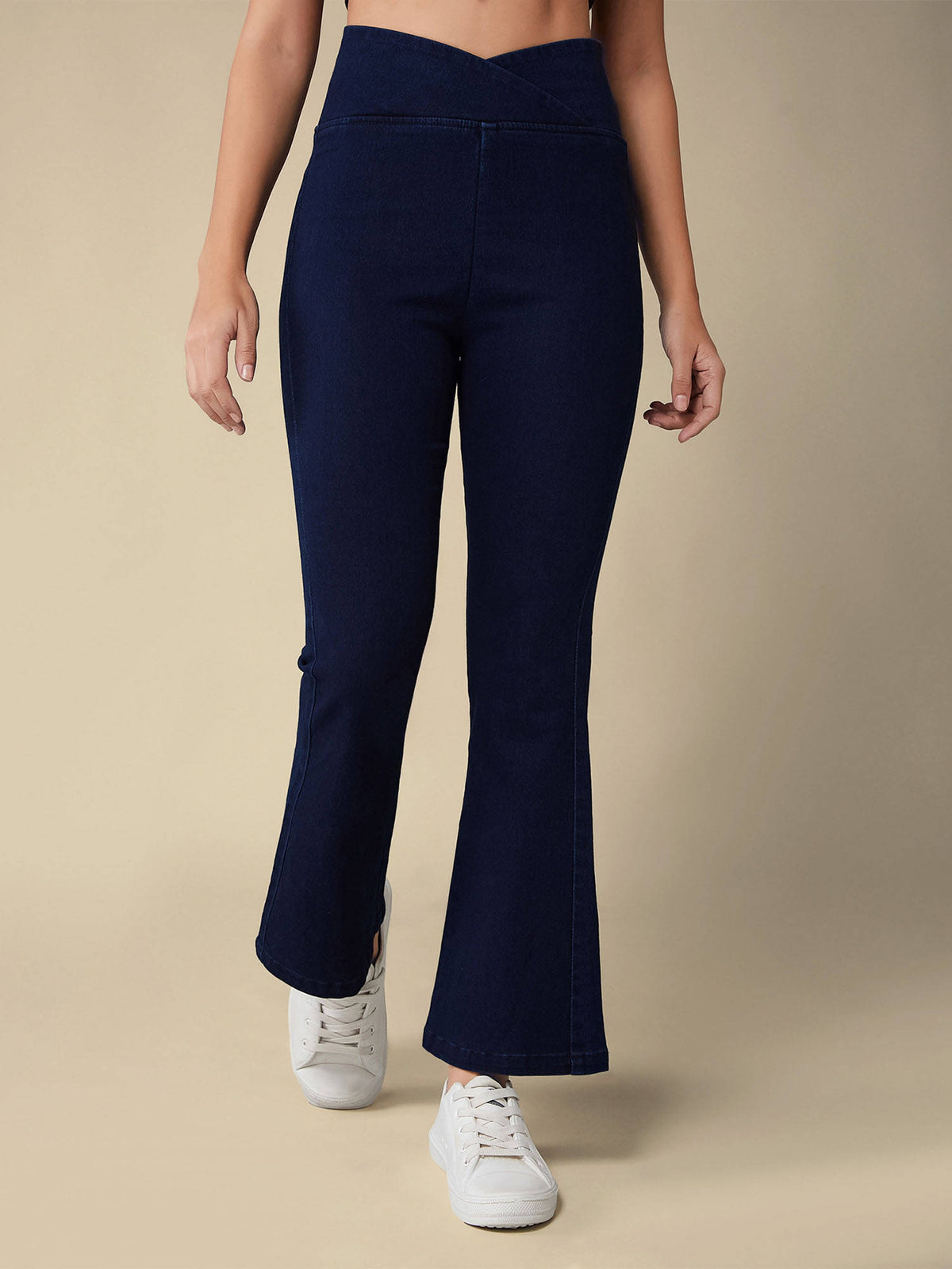 Women's Blue Regular-Length Stretchable Denim Pull Up Bootcut Jeans | BT10 - view 3