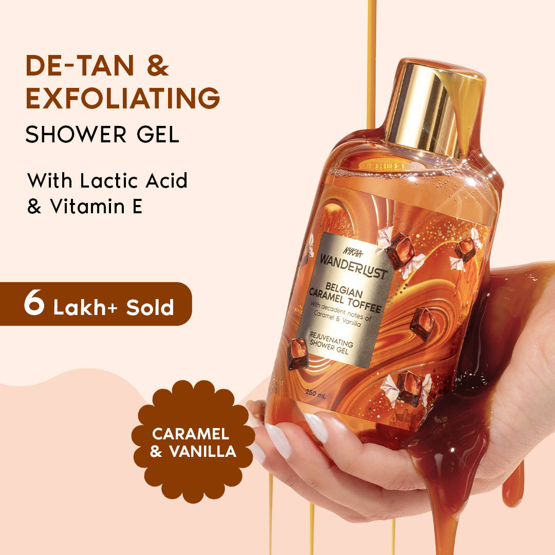 Nykaa Wanderlust Body Wash - Belgian Caramel Toffee Perfume | Brightening Lactic Acid Shower Gel | B20 - view 2