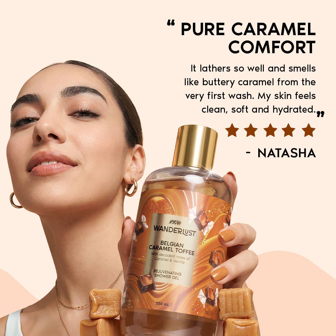 Nykaa Wanderlust Body Wash - Belgian Caramel Toffee Perfume | Brightening Lactic Acid Shower Gel | B20 - view 5