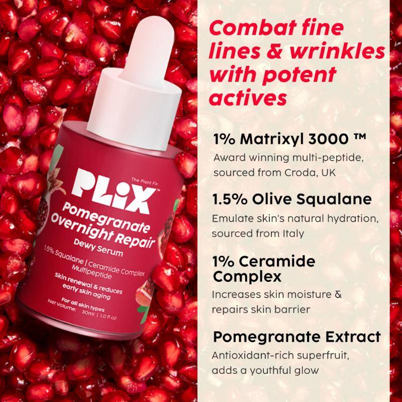 Pomegranate Overnight Repair Dewy Serum for Ageless Glow With Ceramides Reduce Fine Lines | PL1 - view 2