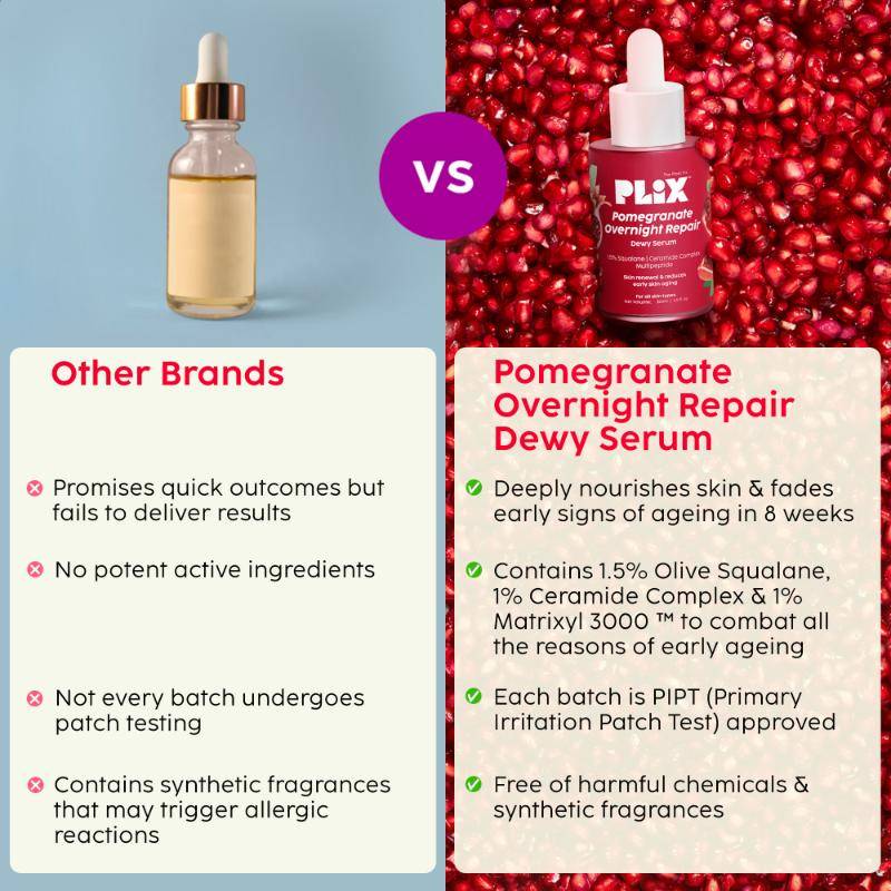 Pomegranate Overnight Repair Dewy Serum for Ageless Glow With Ceramides Reduce Fine Lines | PL1 - view 7