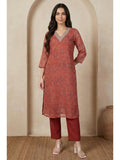 Red Chiffon Paisley Printed Kurta | FY93 - view 1