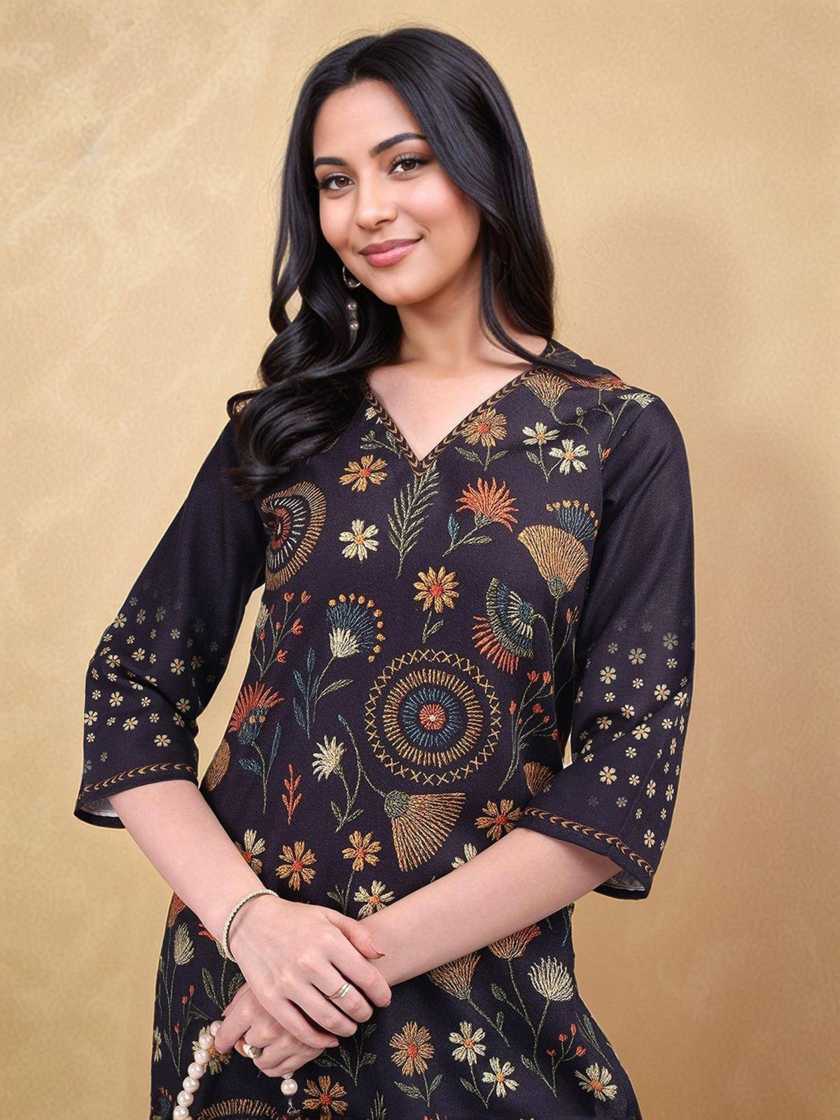 Womens Floral Printed Cotton Blend Straight Kurta | FY93 - view 5
