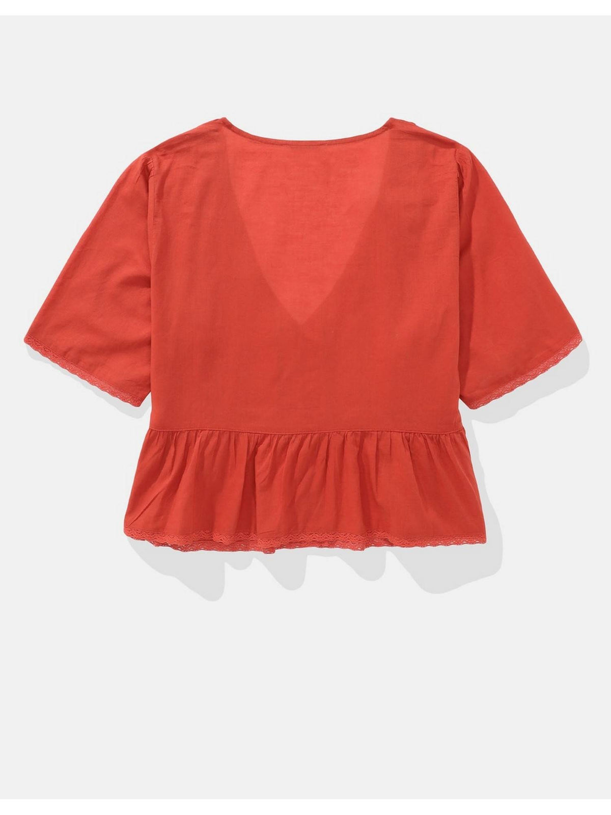 Women Red V-Neck Lace Top | pt51 - view 4