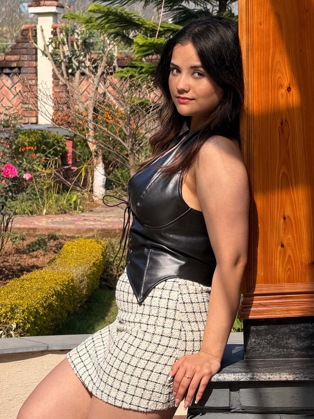Black Regular Fit Printed Sweetheart Crop Top | CT61 - view 5