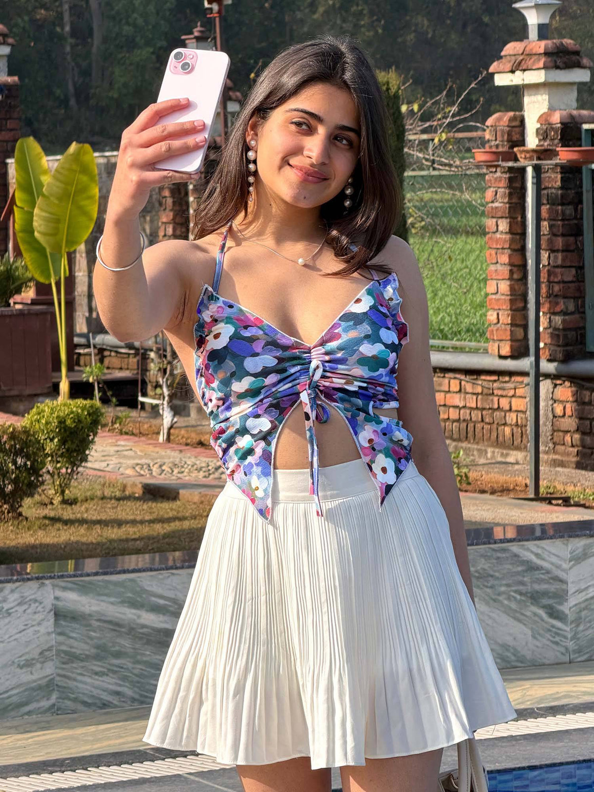 Multi-Color Regular Fit Floral Halter Neck Top | HT67 - view 2