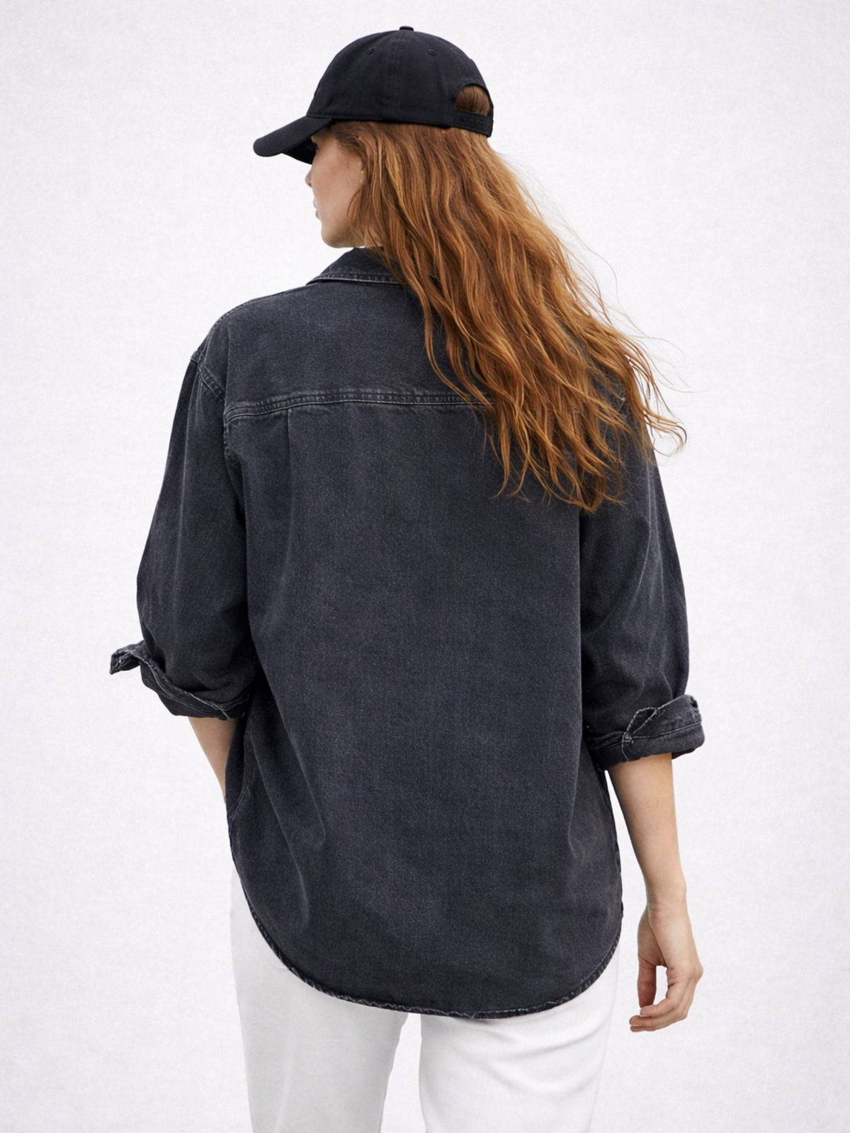 Dark Blue Oversized Denim Shirt | S67 - view 9