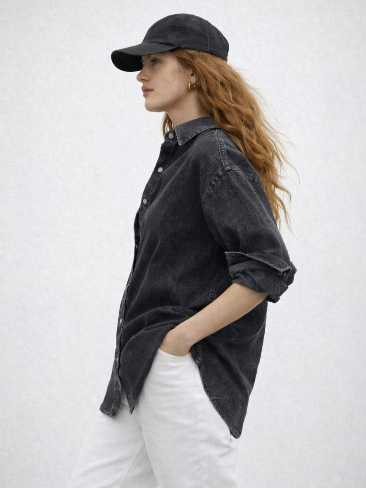 Dark Blue Oversized Denim Shirt | S67 - view 12