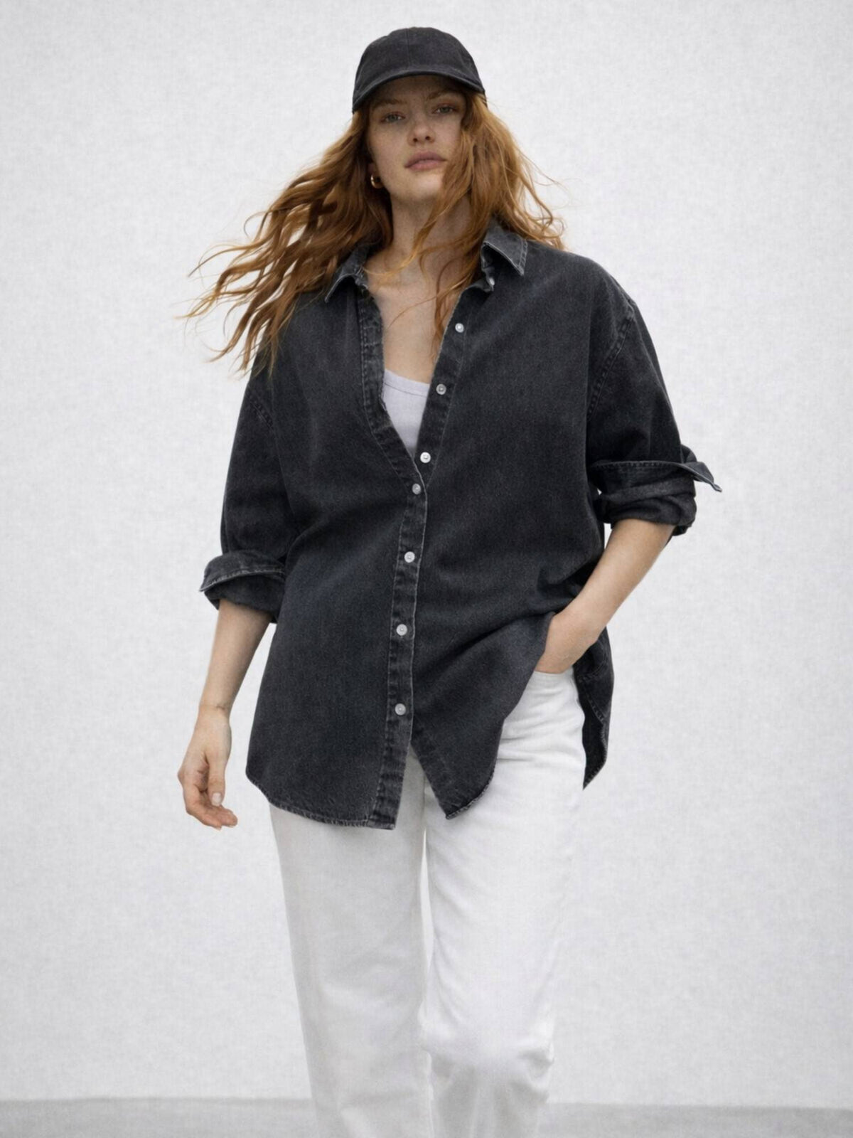 Dark Blue Oversized Denim Shirt | S67 - view 13