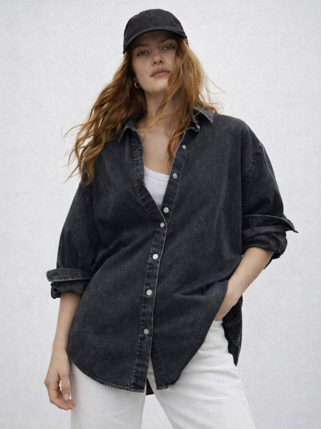 Dark Blue Oversized Denim Shirt | S67 - view 14