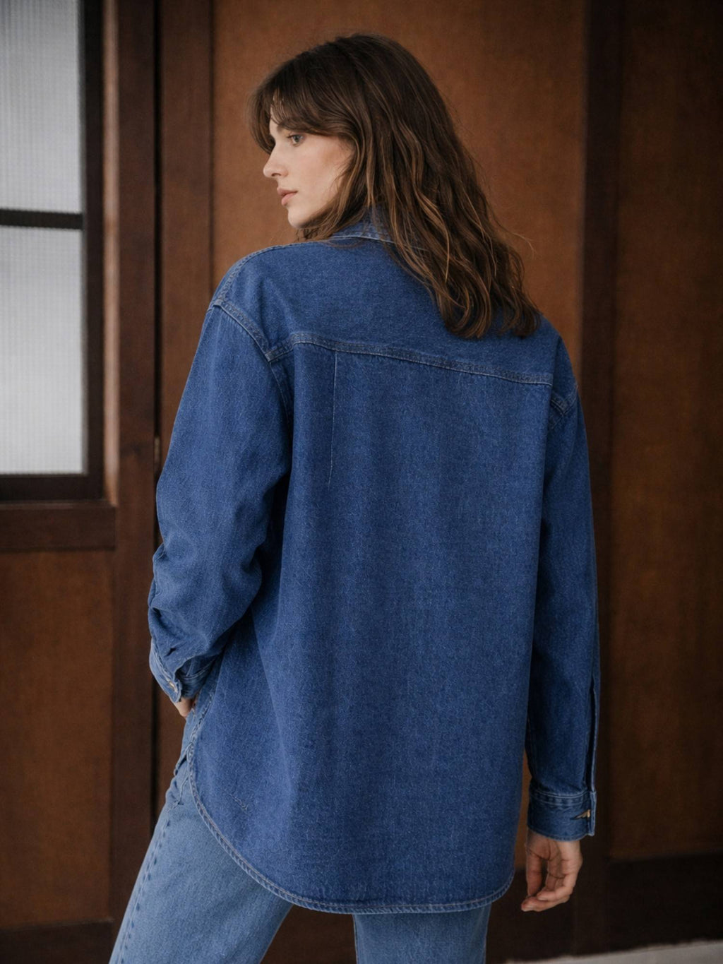 Dark Blue Oversized Denim Shirt | S67 - view 2
