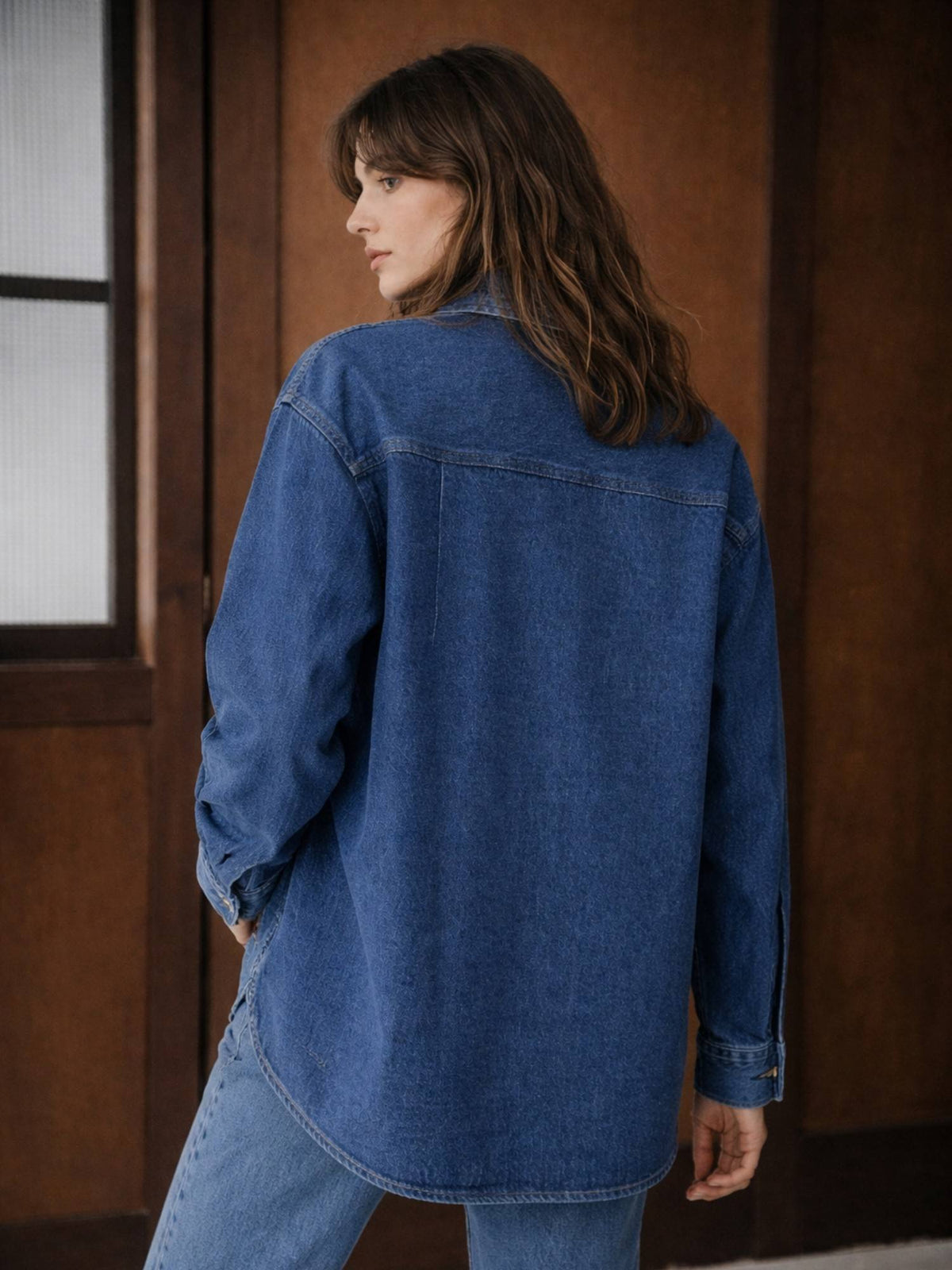 Dark Blue Oversized Denim Shirt | S67 - view 2