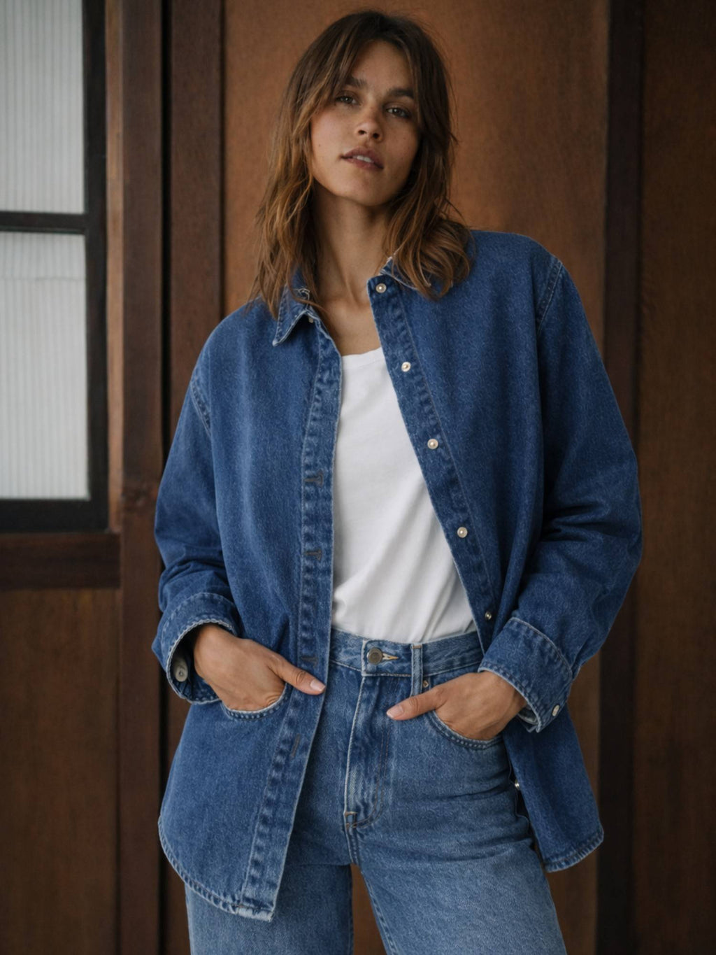 Dark Blue Oversized Denim Shirt | S67 - view 3