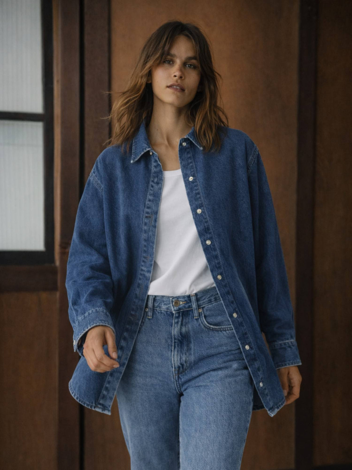 Dark Blue Oversized Denim Shirt | S67 - view 4