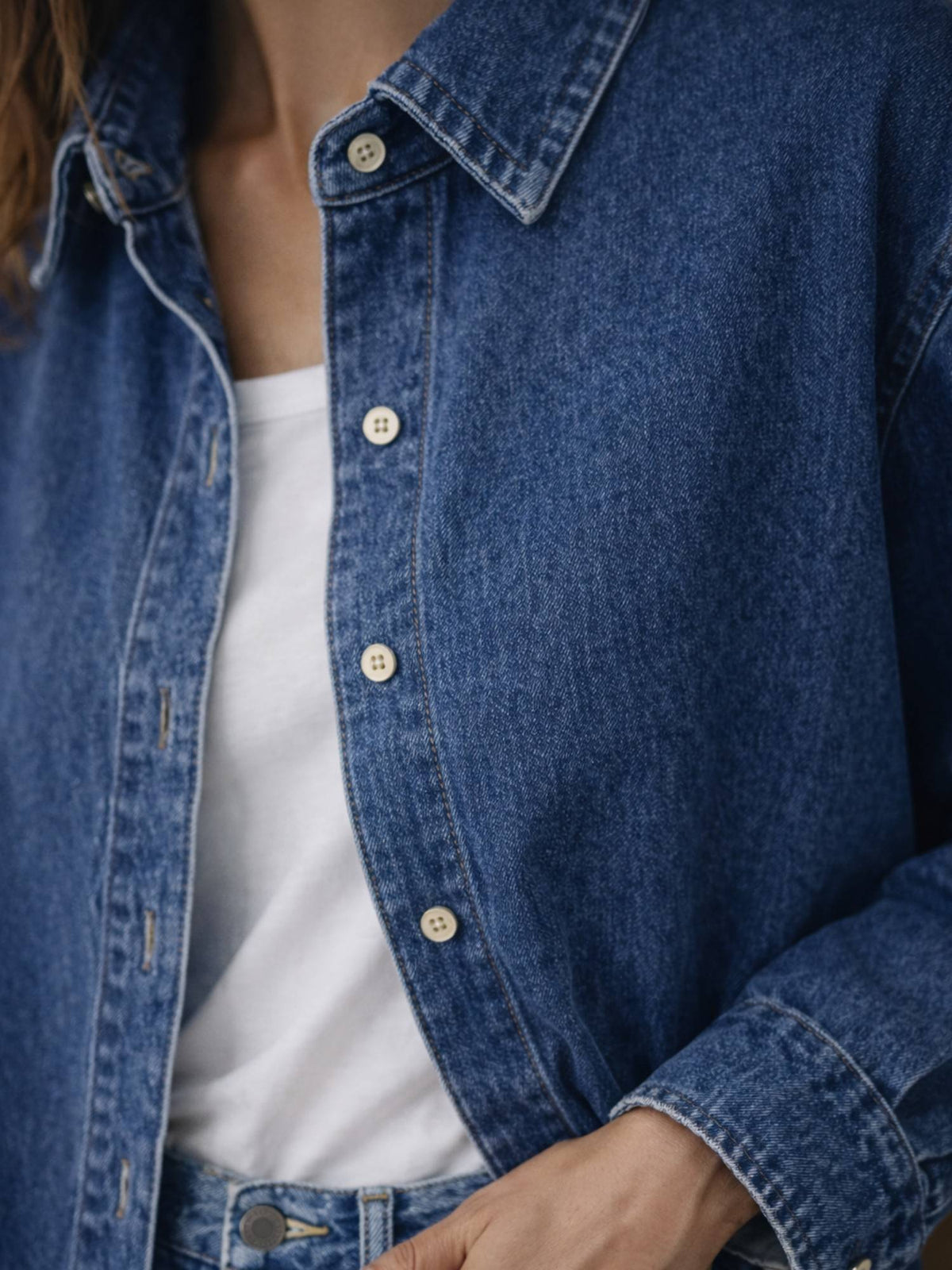 Dark Blue Oversized Denim Shirt | S67 - view 6