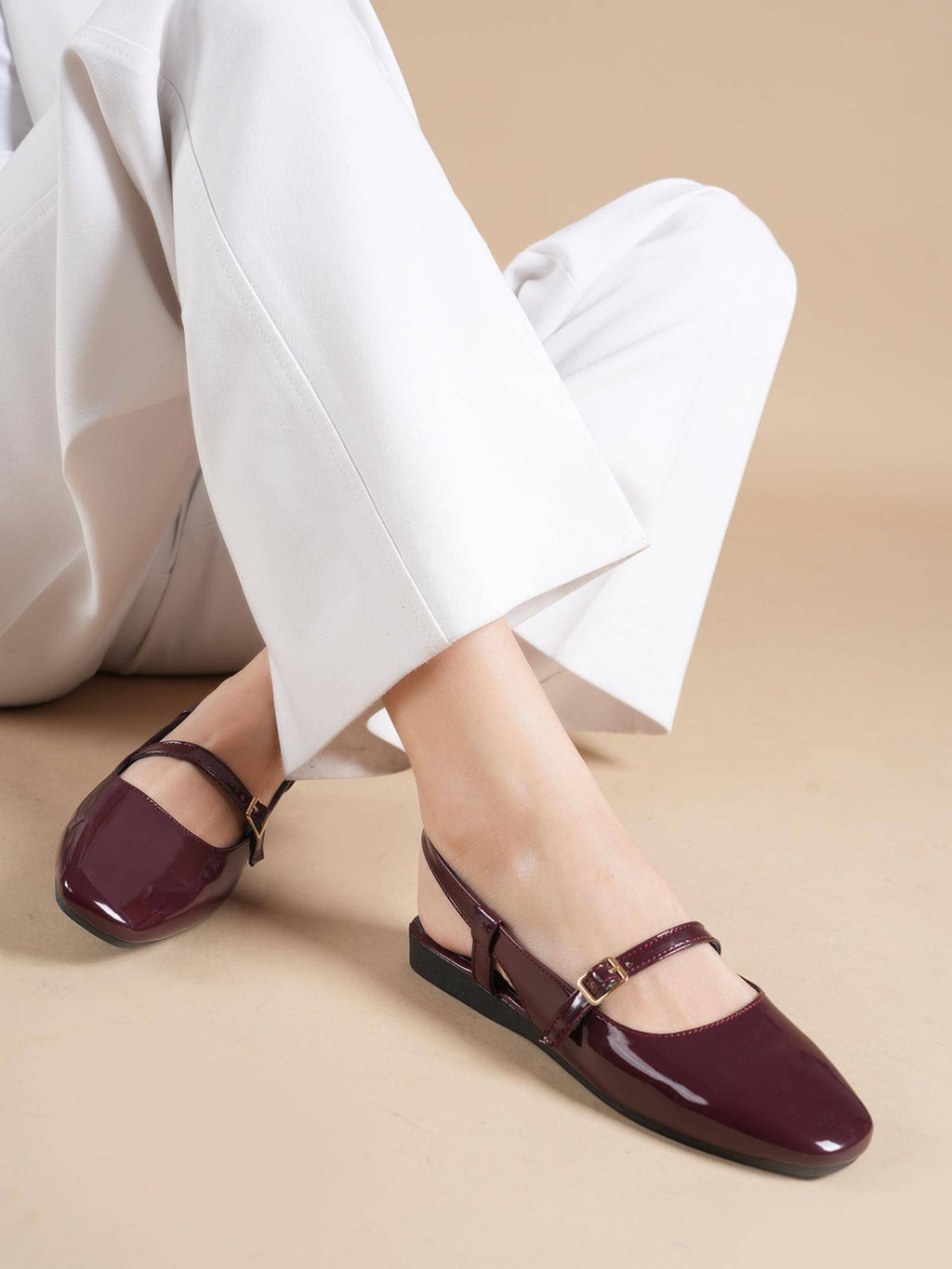Womens Maroon Square Toe Sandals | SD89 - view 1
