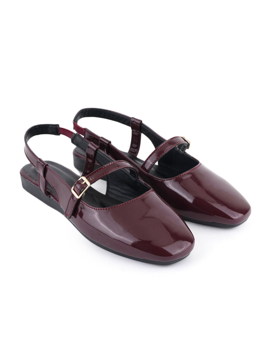Womens Maroon Square Toe Sandals | SD89 - view 3