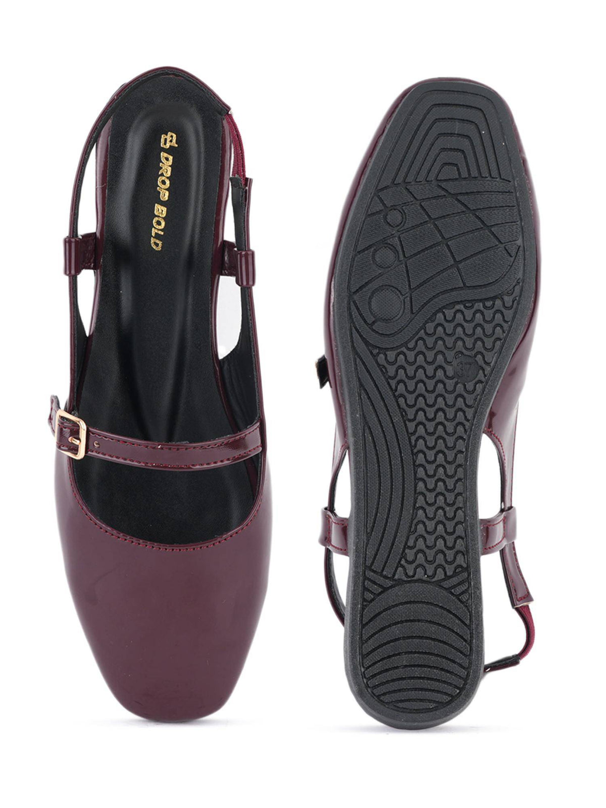 Womens Maroon Square Toe Sandals | SD89 - view 6